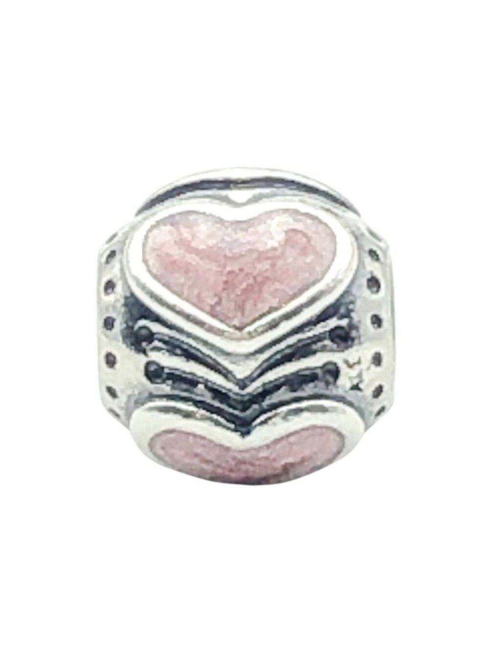 Pandora Pink Enamel Hearts Charm Sterling Silver Love Bead Retired